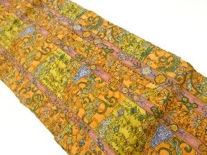 縮緬地手描き花唐草模様名古屋帯